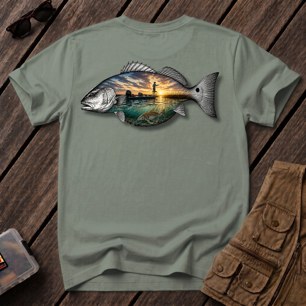 🐟1717 Redfish Fishing Shirt Back Design