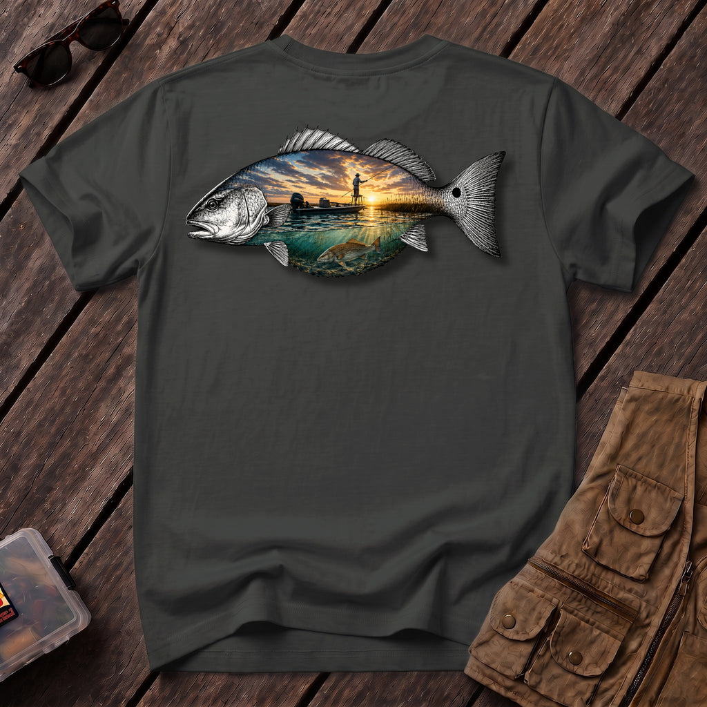 🐟1717 Redfish Fishing Shirt Back Design