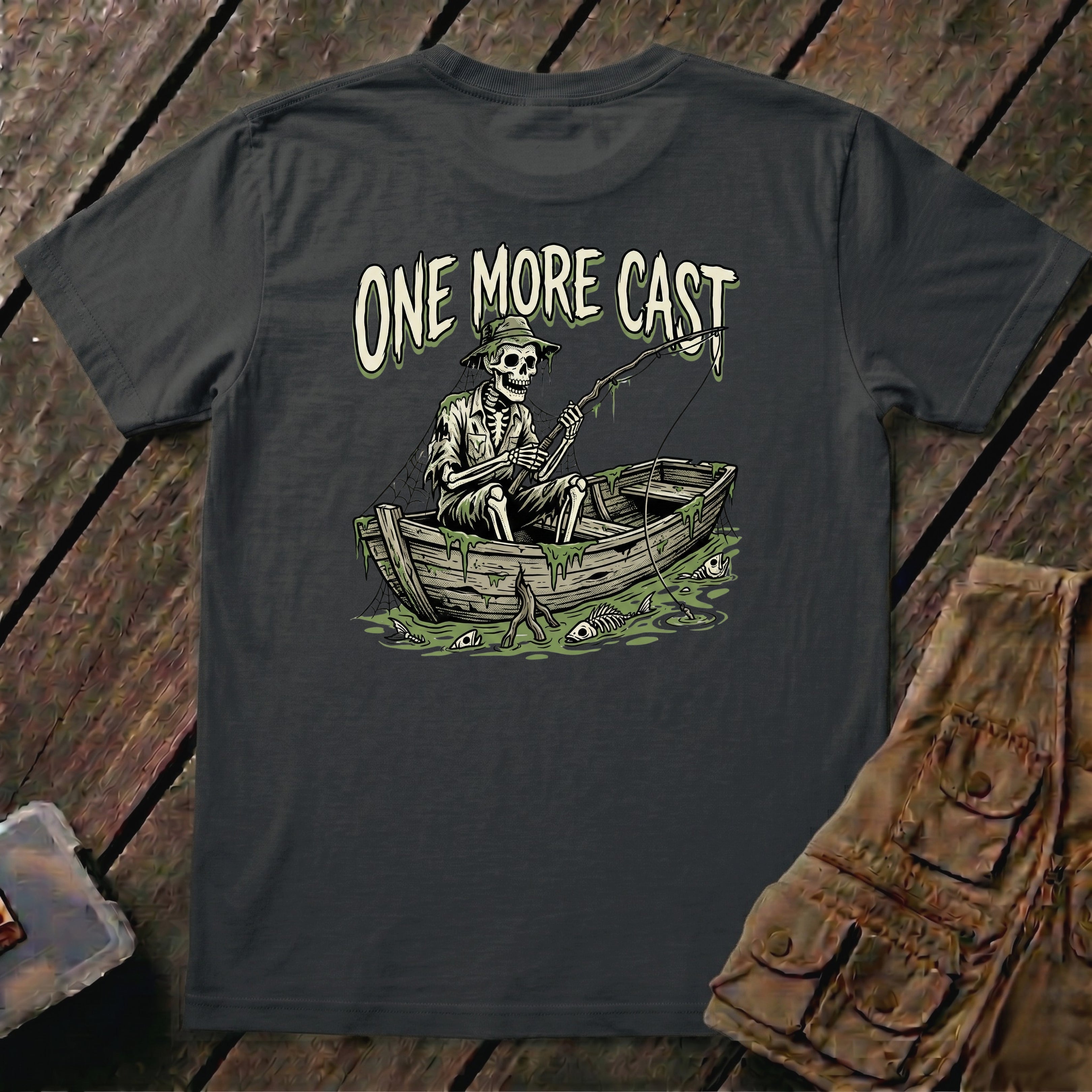 One More Cast Skeleton Back Design