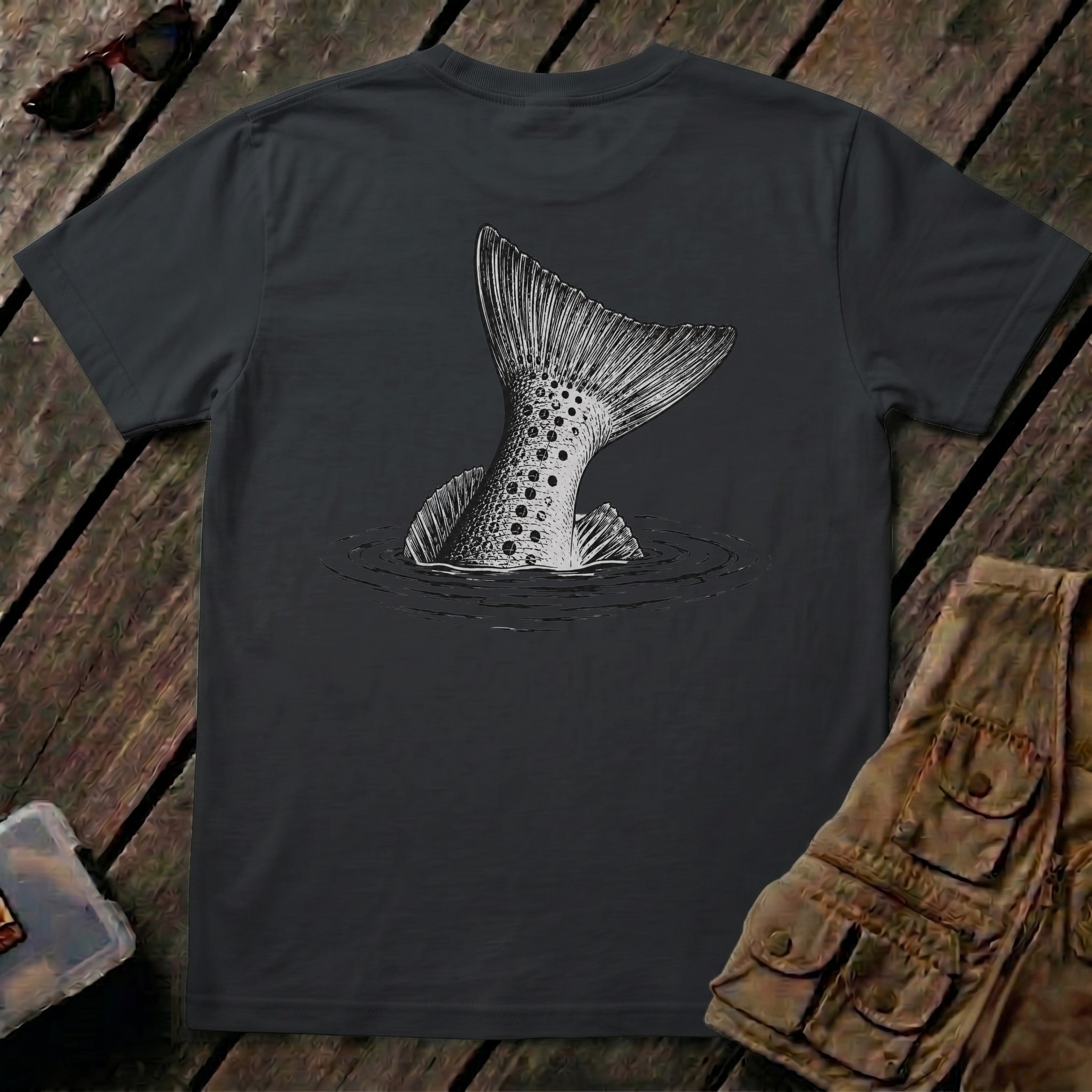 🐟Speckled Trout Tailing Black & White Back Design