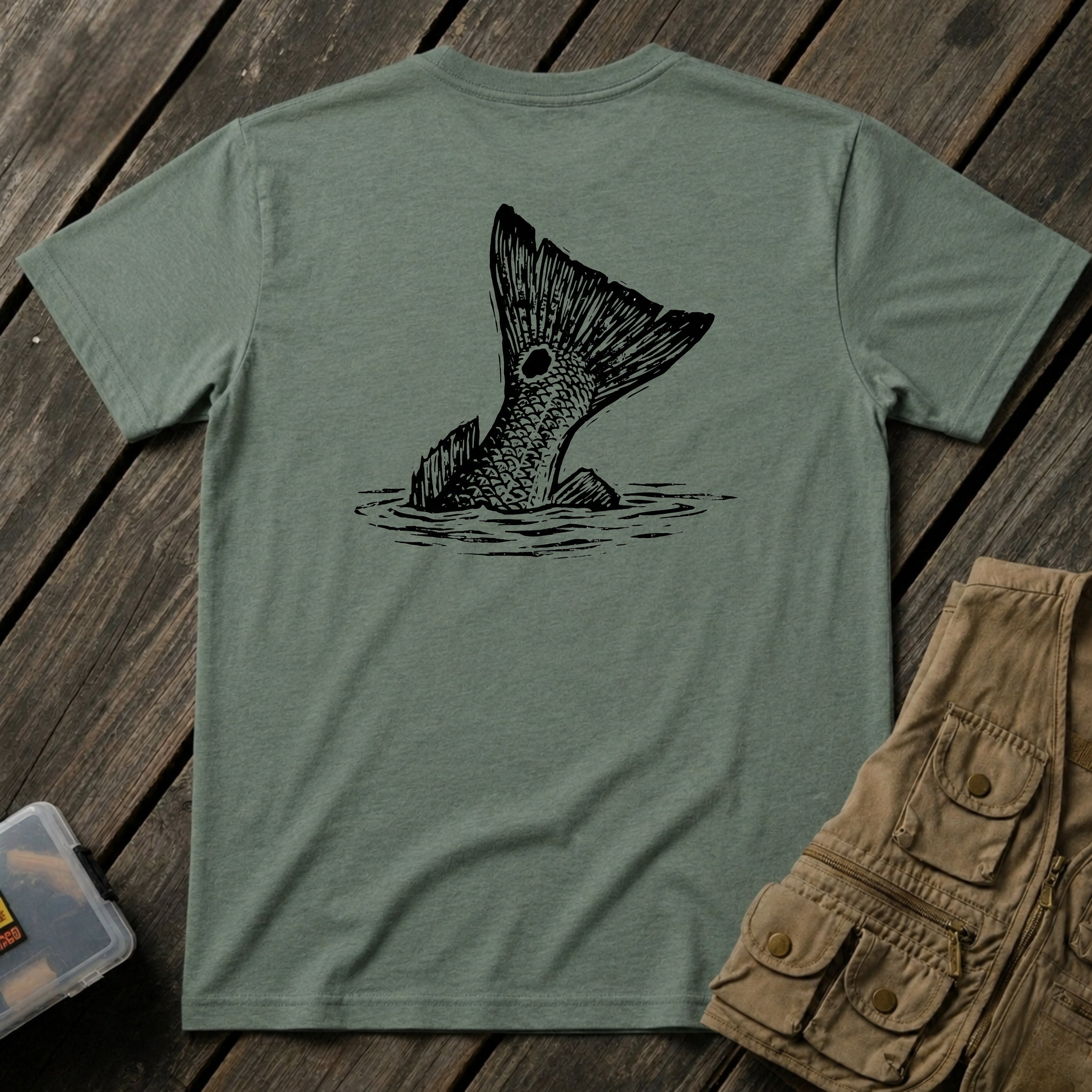 🐟Redfish Tailing Black & White Back Design