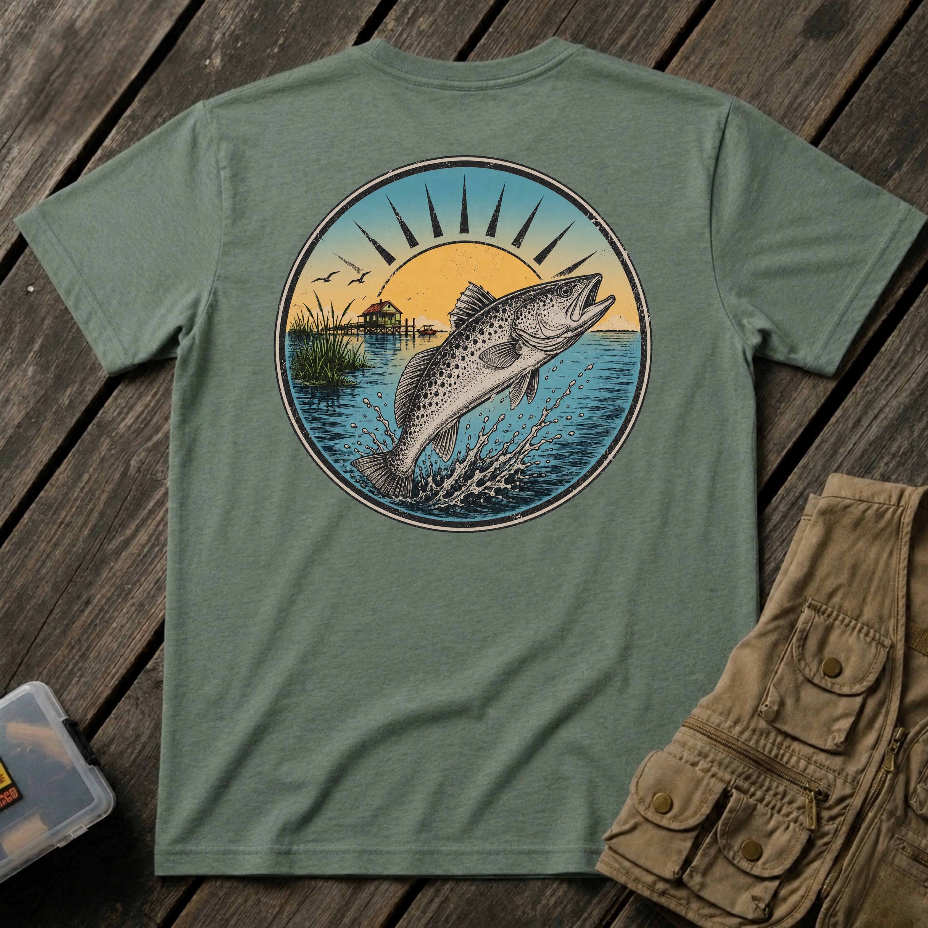 🐟Trout in Morning Sun Aqua_Back Design