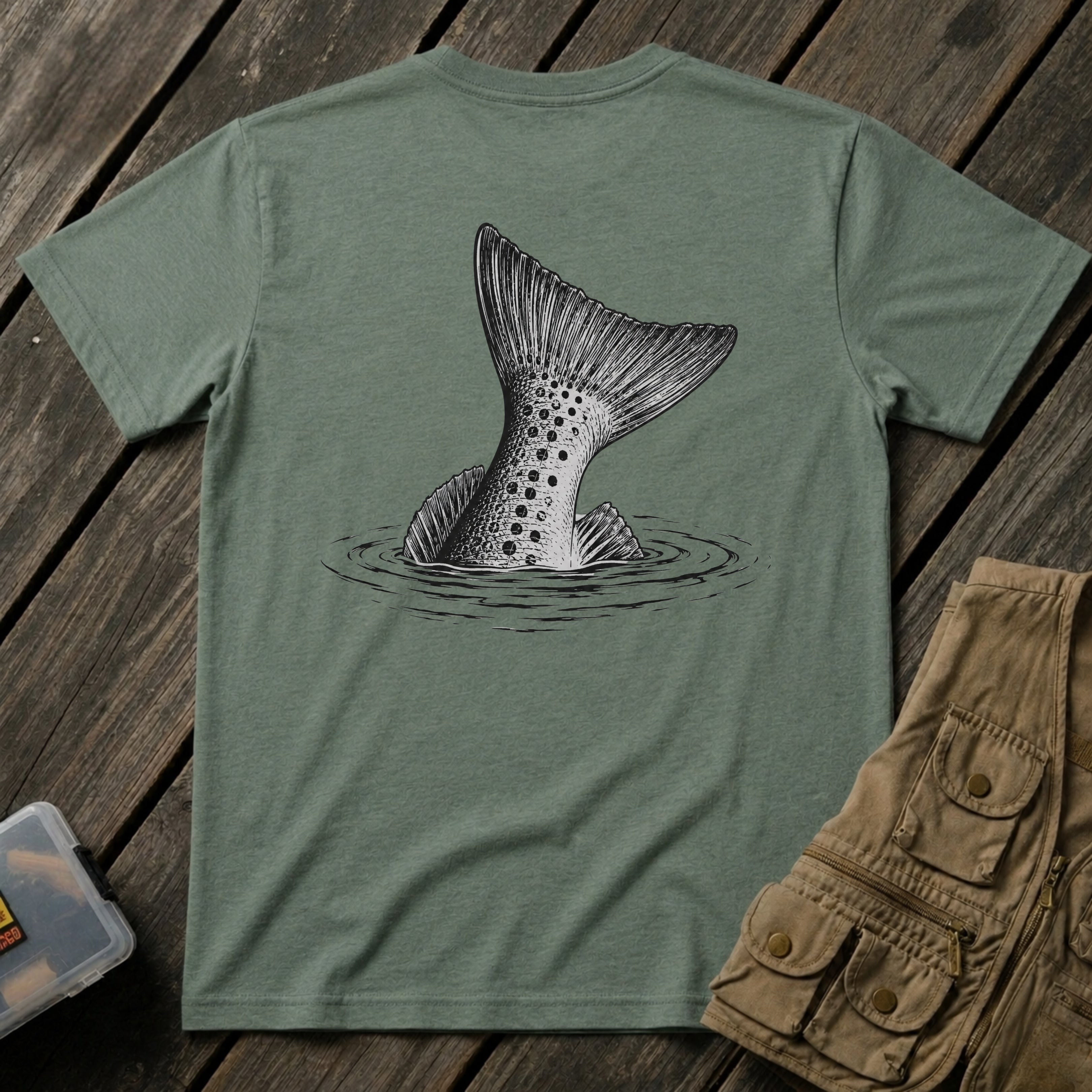 🐟Speckled Trout Tailing Black & White Back Design